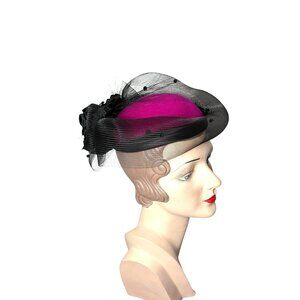 1970s/80s fascinator Derby hat by Miss Bierner for Michael Howard